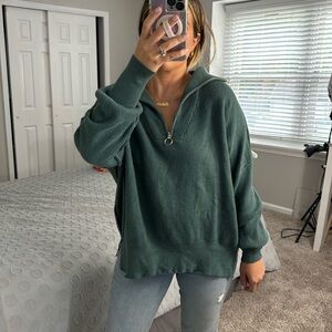 Soft Green Half Zip Pullover Sweater Size M